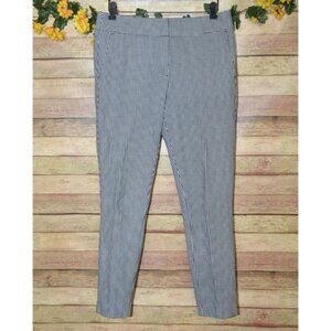 LOFT Black & White Gingham Ankle Pants Trousers Size 6 Pockets Career Stretch